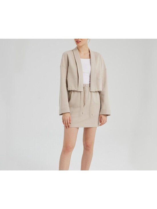 NAP Loungewear Jackets & Blazers - Kimono-Style Top & Skirt Set – Women's Size Large – Beige – 100% Cotton - NWT